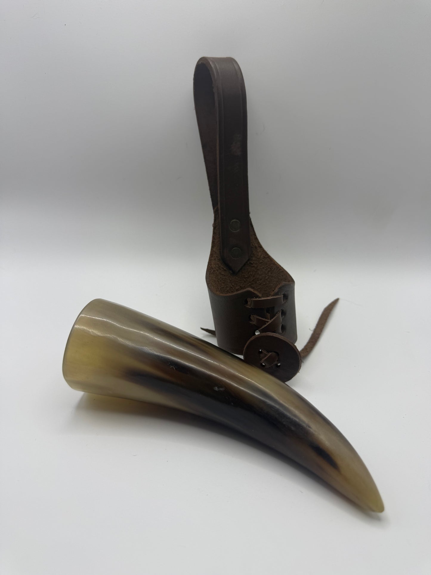 Mead Tasting Horn with Leather Belt Frog