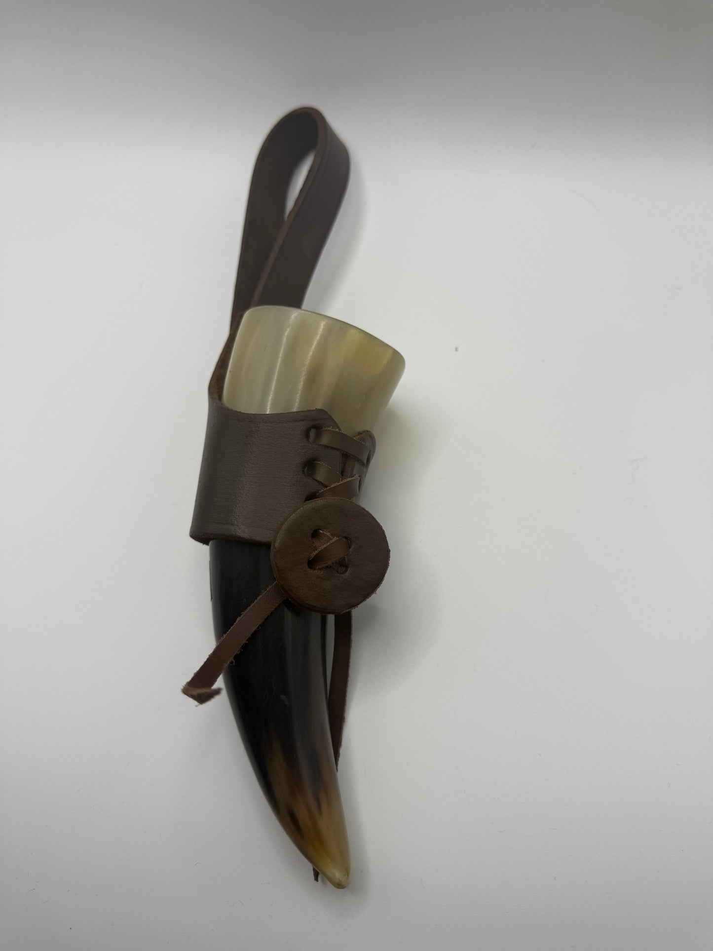 Mead Tasting Horn with Leather Belt Frog