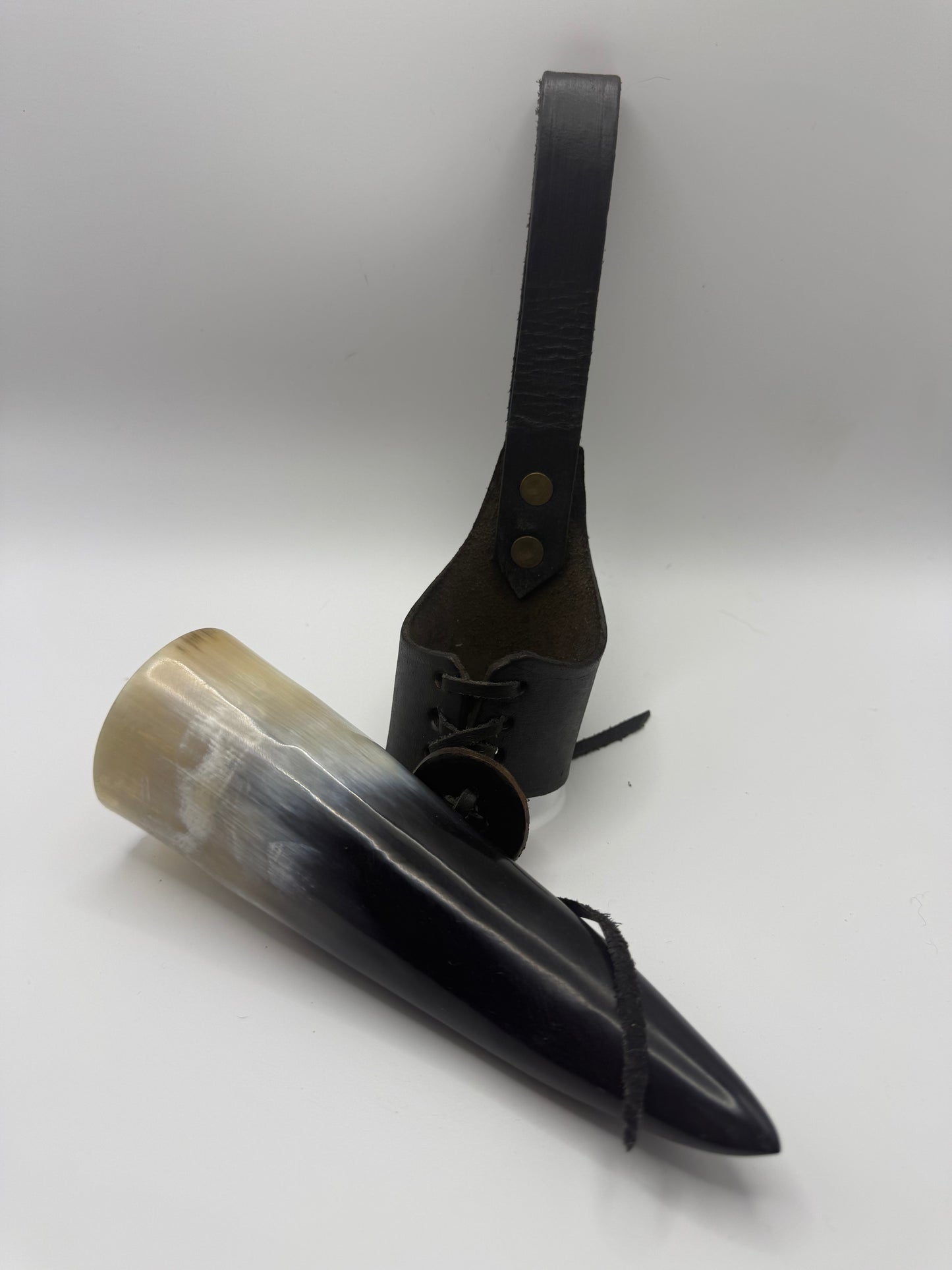 Mead Tasting Horn with Leather Belt Frog