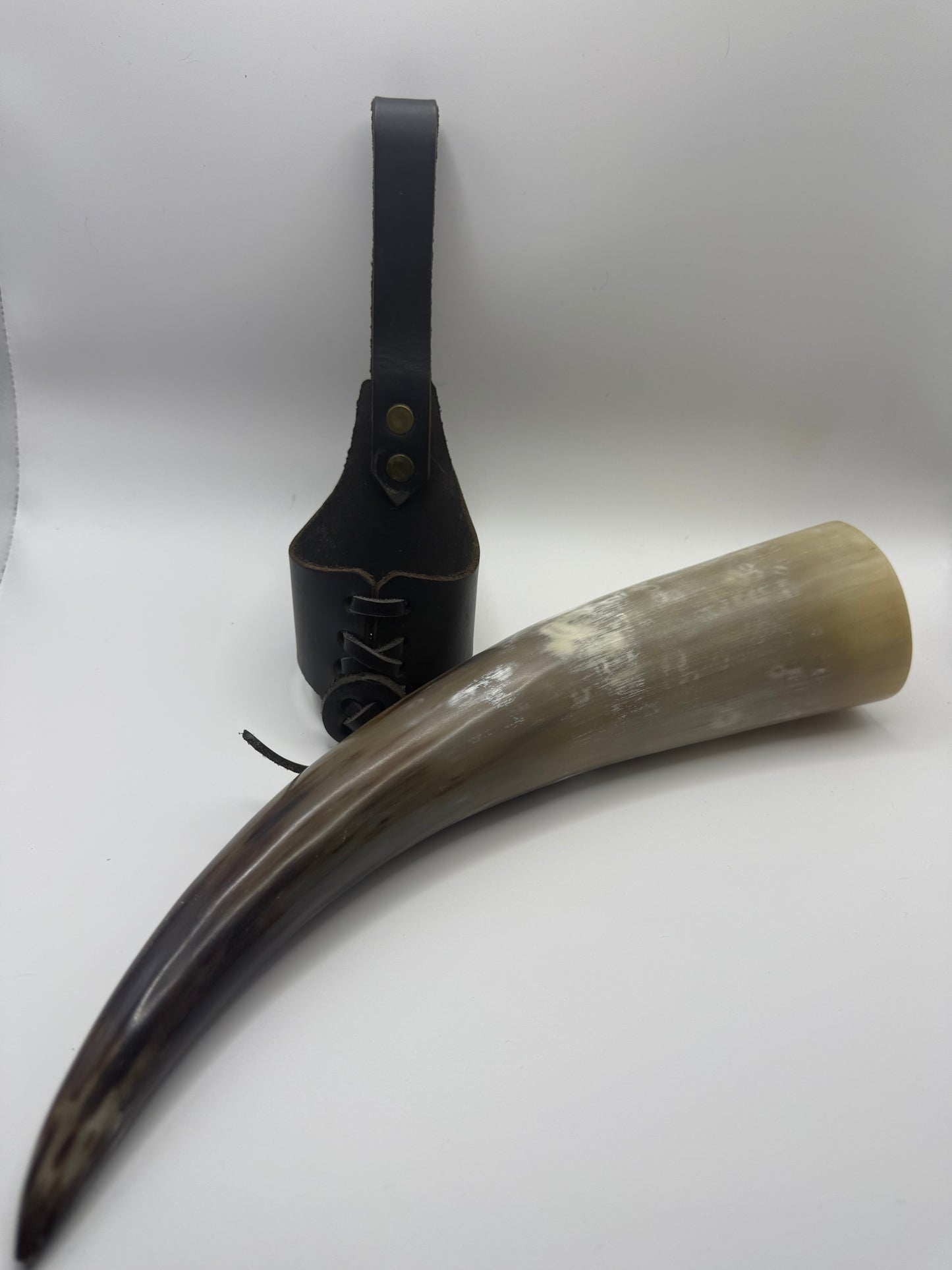 Small Drinking Horn with Leather Belt Frog