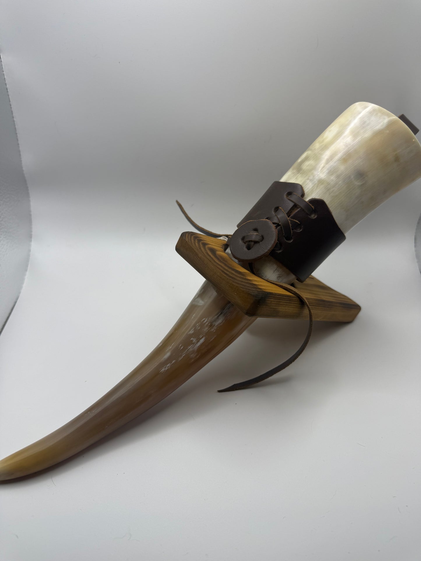Small Drinking Horn with Leather Belt Frog