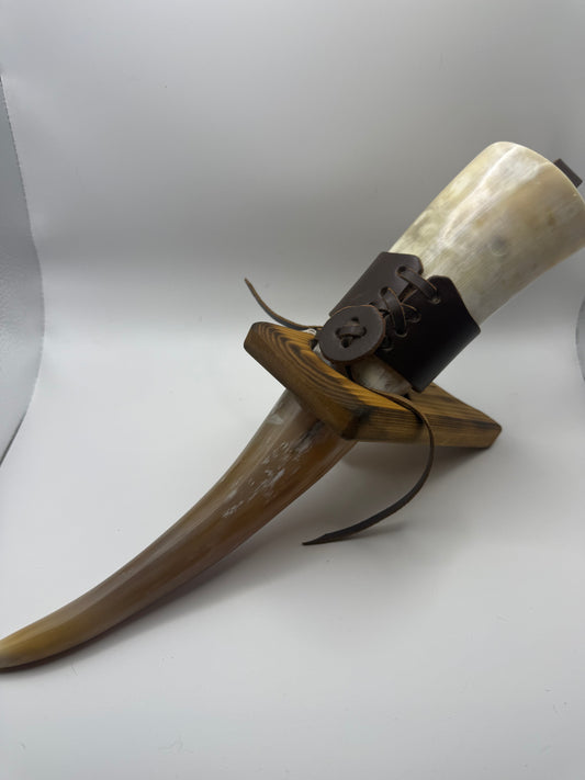 Small Drinking Horn with Leather Belt Frog